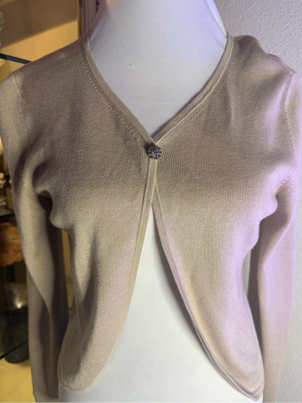 Ann Taylor Silk Cashmere Embellished Crop Cardigan M - Picture 5 of 9